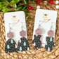 Colorful Trees Toboggan & Mitten Cork on Leather Earrings - LAST CHANCE