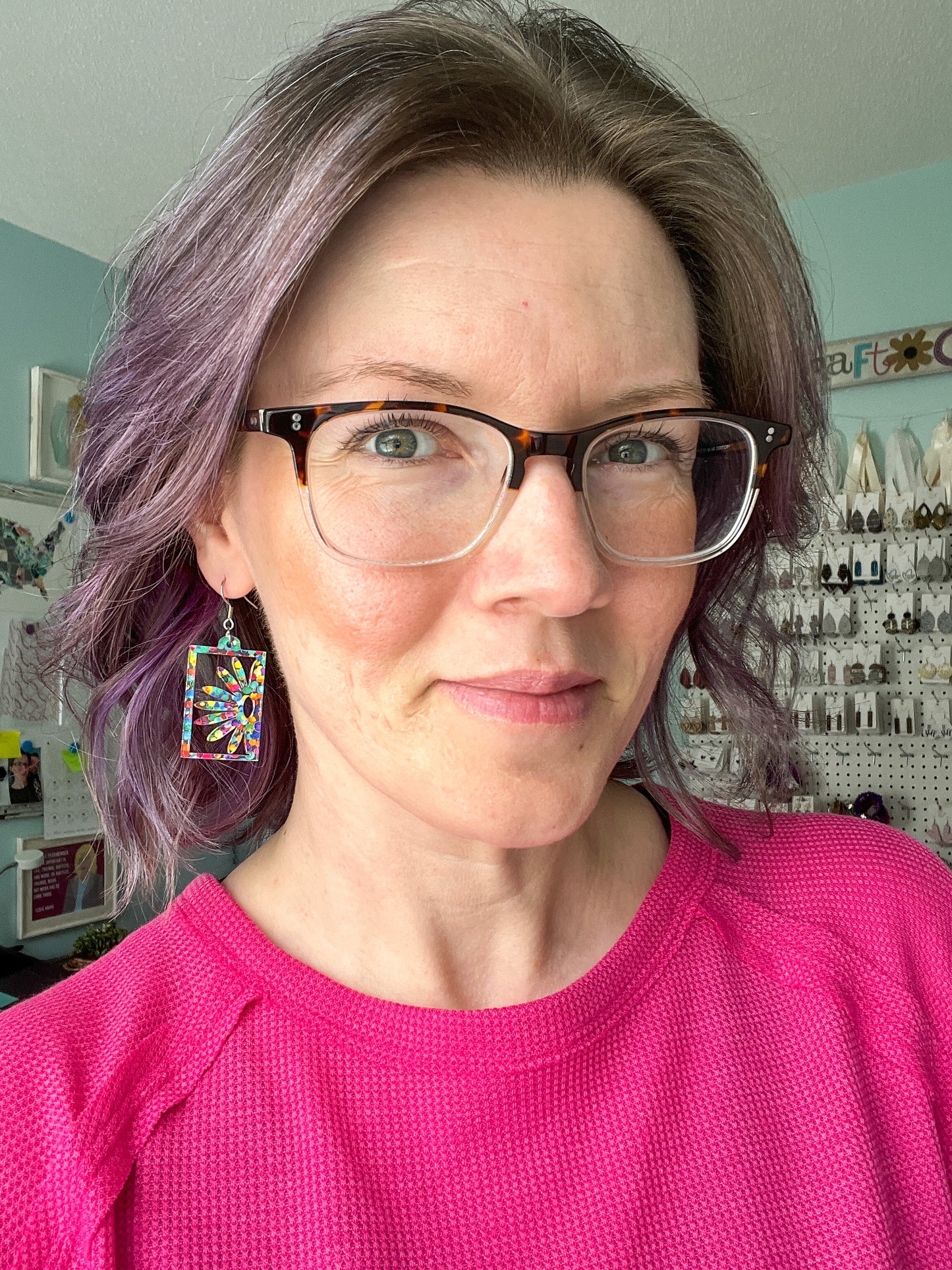 Rainbow Dots Acrylic Daisy Earrings: Choose From 2 Styles