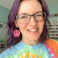 Bright Pink Smile Wood Earrings