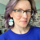 Tropical Floral Cork on Leather Circle Drop Earrings - LAST CHANCE