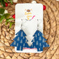 Blue Boho White Forest Tree Wood Earrings: ONLY 4 BAR SHAPE LEFT