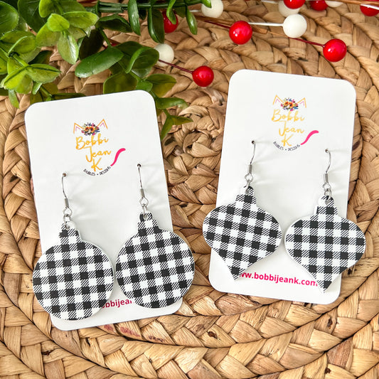 White & Black Plaid Acrylic Ornament Earrings: Choose From 2 Shape Options