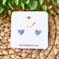 Purple Clay Heart Studs: Choose 12mm or 8mm Size Options