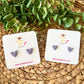 Purple Clay Heart Studs: Choose 12mm or 8mm Size Options