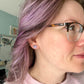 Purple Clay Heart Studs: Choose 12mm or 8mm Size Options