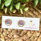 USA Rainbow Glass Studs 12mm: Choose Silver or Gold Settings