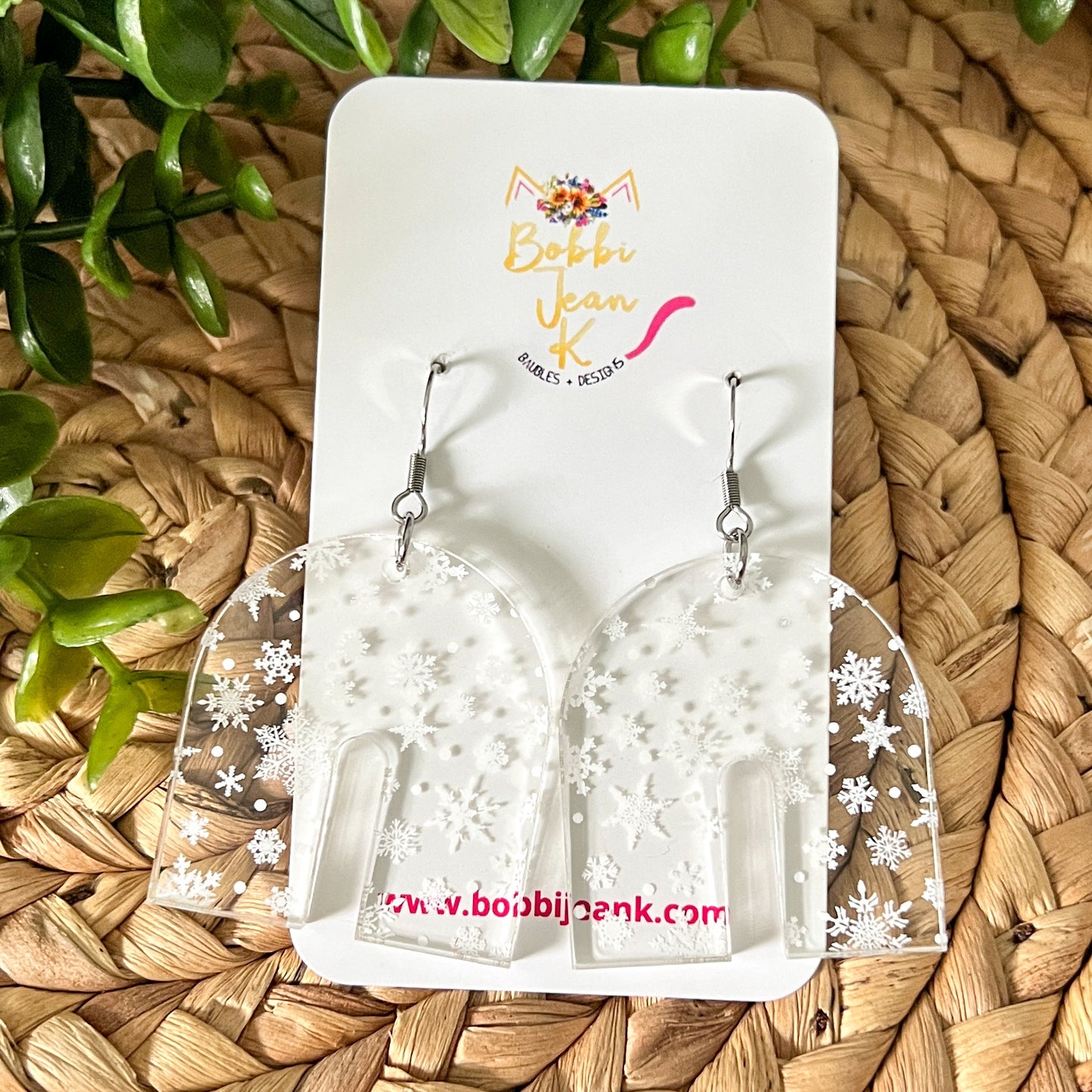 Snowflake Clear Acrylic Earrings: Choose From 3 Shape Options