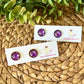 Purple Hawaiian Floral Glass Studs 12mm: Choose Silver or Gold Settings - LAST CHANCE