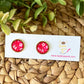 Rose Hawaiian Floral Glass Studs 12mm: Choose Silver or Gold Settings - LAST CHANCE