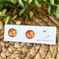 Orange Hawaiian Floral Glass Studs 12mm: Choose Silver or Gold Settings - LAST CHANCE