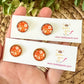 Orange Hawaiian Floral Glass Studs 12mm: Choose Silver or Gold Settings - LAST CHANCE