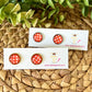 Coral Polka Dotted Glass Studs 12mm: Choose Silver or Gold Settings - LAST CHANCE