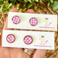 Lilac Polka Dotted Glass Studs 12mm: Choose Silver or Gold Settings