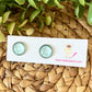 Mint Polka Dotted Glass Studs 12mm: Choose Silver or Gold Settings