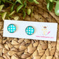 Turquoise Polka Dotted Glass Studs 12mm: Choose Silver or Gold Settings - LAST CHANCE