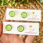 Bright Green Polka Dotted Glass Studs 12mm: Choose Silver or Gold Settings - LAST CHANCE