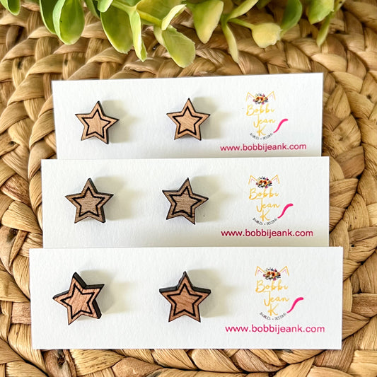 SALE: Wood Star Studs: Choose From 3 Wood Options - LAST CHANCE - DESIGN BEING DISCONTINUED (Was $8)