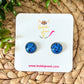 Blue Glitter Studs 12mm: Choose Silver or Gold Settings