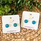 Turquoise Glitter Studs 12mm: Choose Silver or Gold Settings