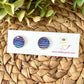Iridescent Purple "Striped" Faux Druzy Studs 12mm: Choose Silver or Gold Settings