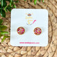 Pink & Red Multi Glitter Studs 12mm: Choose Silver or Gold Settings