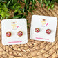 Pink & Red Multi Glitter Studs 12mm: Choose Silver or Gold Settings