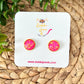 Hot Pink & Gold Flake Resin Studs 12mm: Choose Silver or Gold Settings