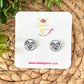 Cow Print Heart Glass Studs 12mm: Choose Silver or Gold Settings