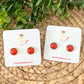 Red Glitter Studs 12mm: Choose Silver or Gold Settings