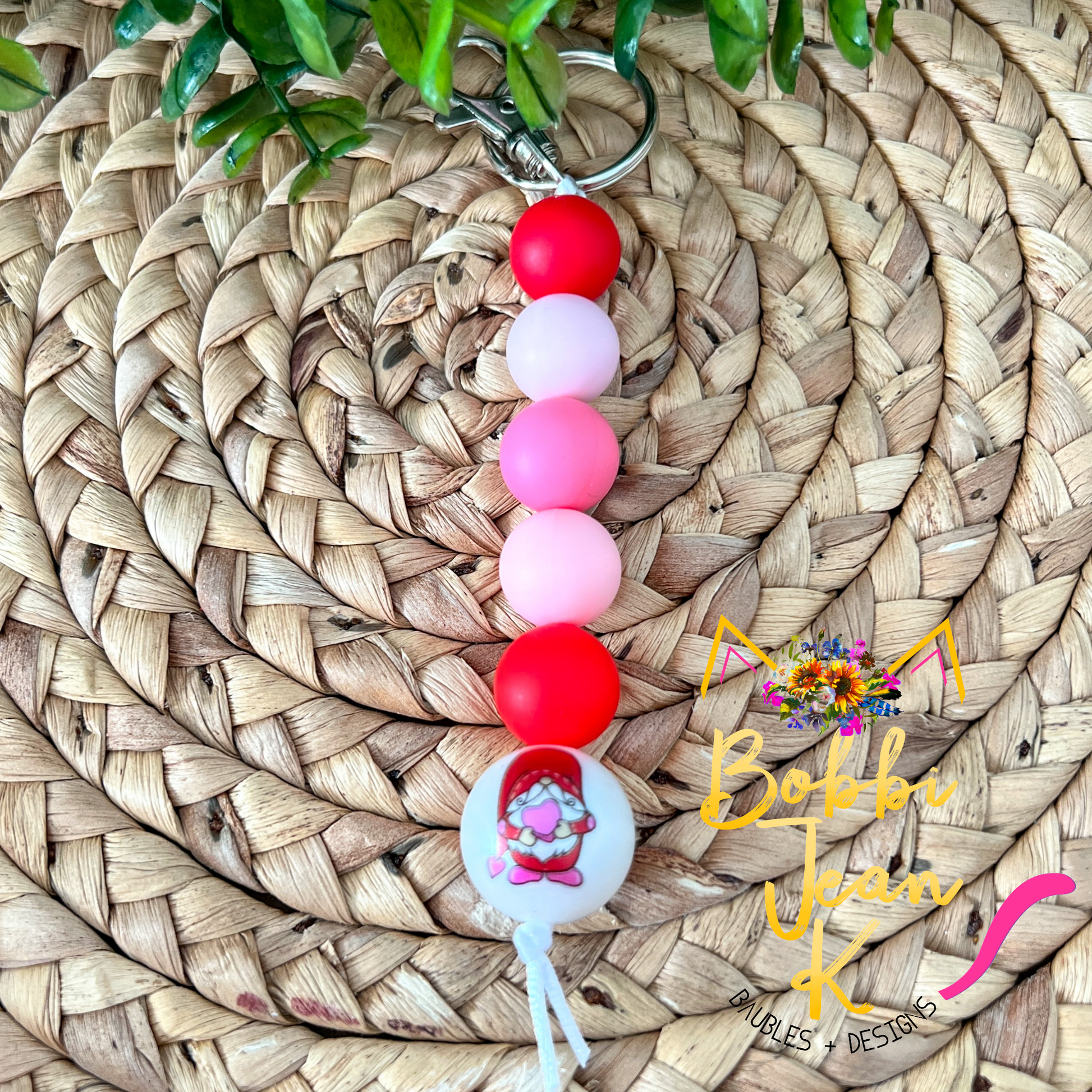 Gnome Silicone Beaded Keychain/Bag Charm