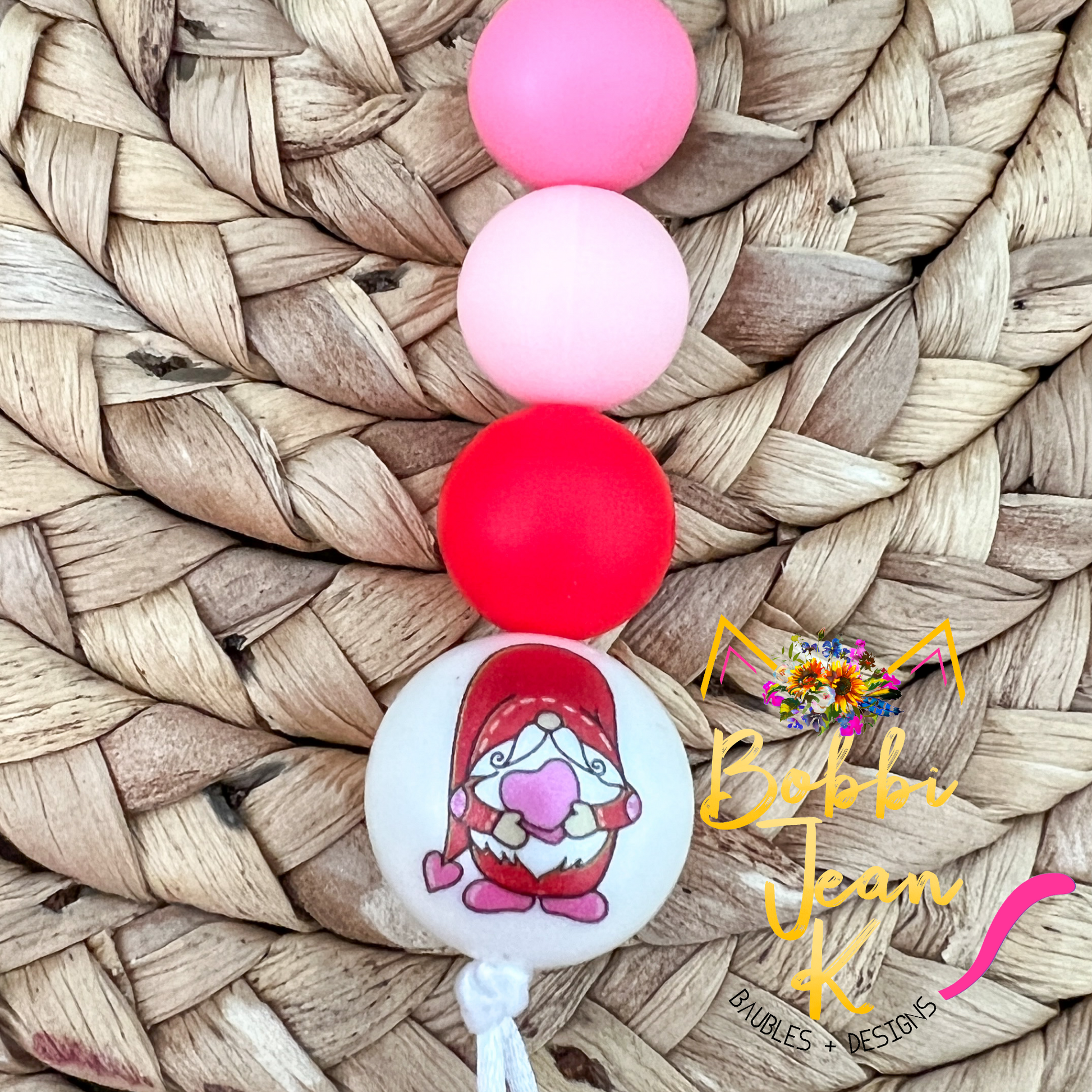 Gnome Silicone Beaded Keychain/Bag Charm