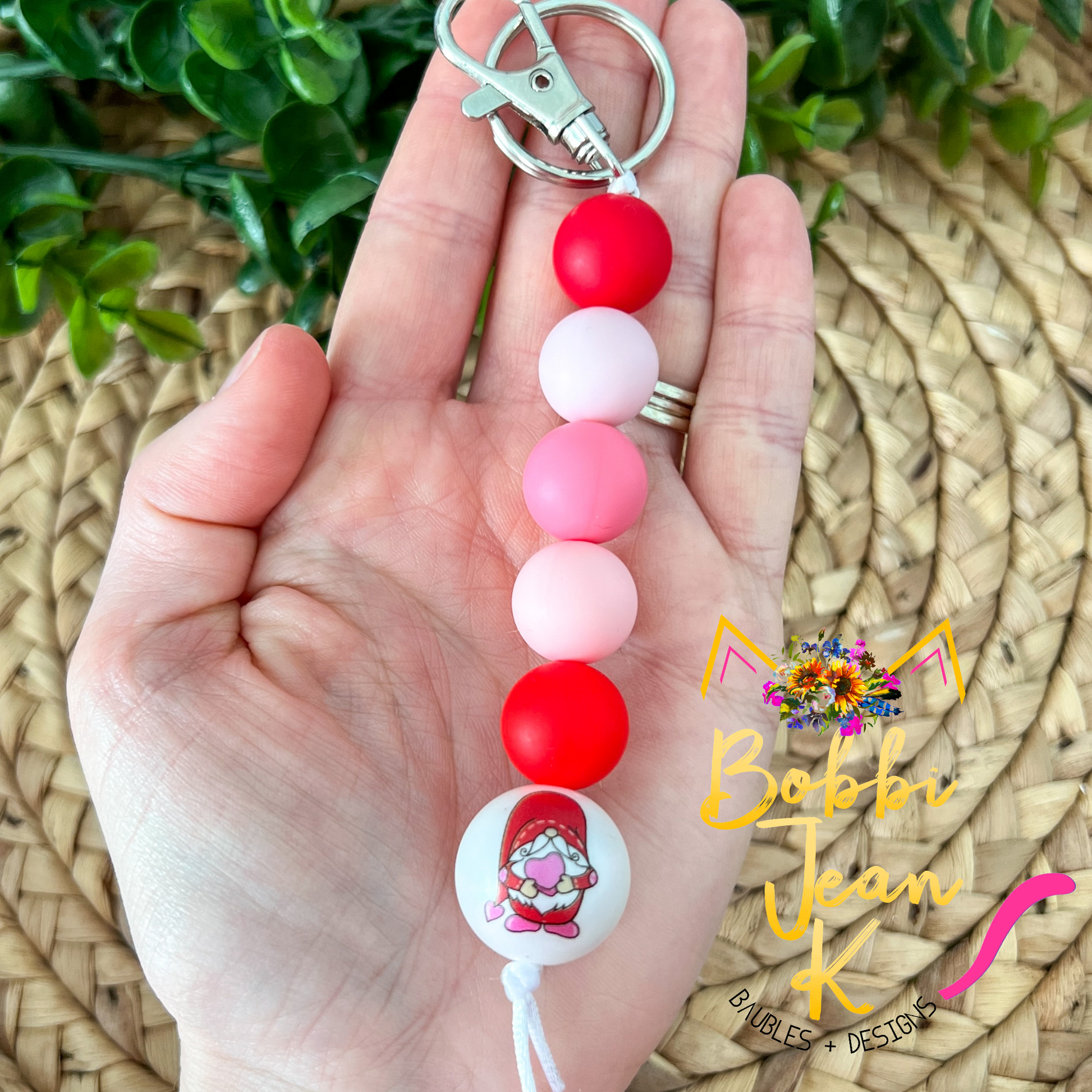 Gnome Silicone Beaded Keychain/Bag Charm