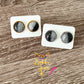 Two-Toned Black & Silver Shimmer Studs: 12mm Size ONLY