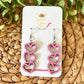 Wood Earrings - Light Pink Stacked Heart Dangles: Choose From 3 Designs