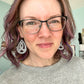 Gray/Silver Infused Glitter Awareness Ribbon Leather Earrings: Brain Cancer