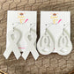 White Infused Glitter Awareness Ribbon Leather Earrings: Lung Cancer