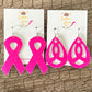 Hot Pink Infused Glitter Awareness Ribbon Leather Earrings: Breast Cancer