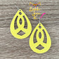 Yellow Infused Glitter Awareness Ribbon Leather Earrings: Sarcoma/Bone Cancer