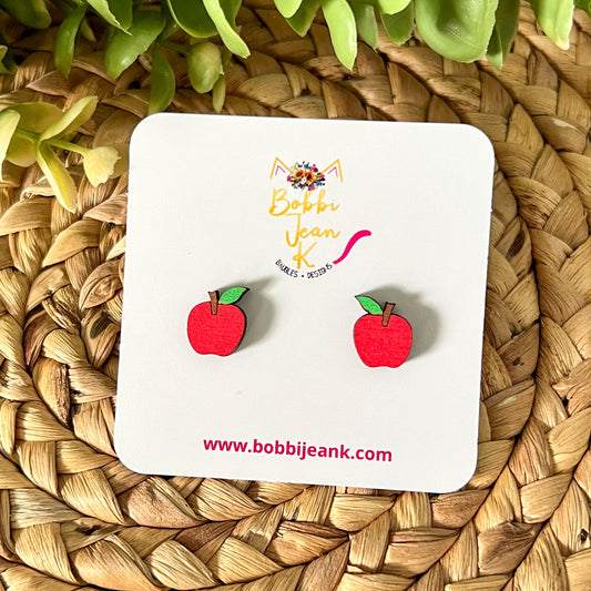 Apple Hand Painted Wood Studs