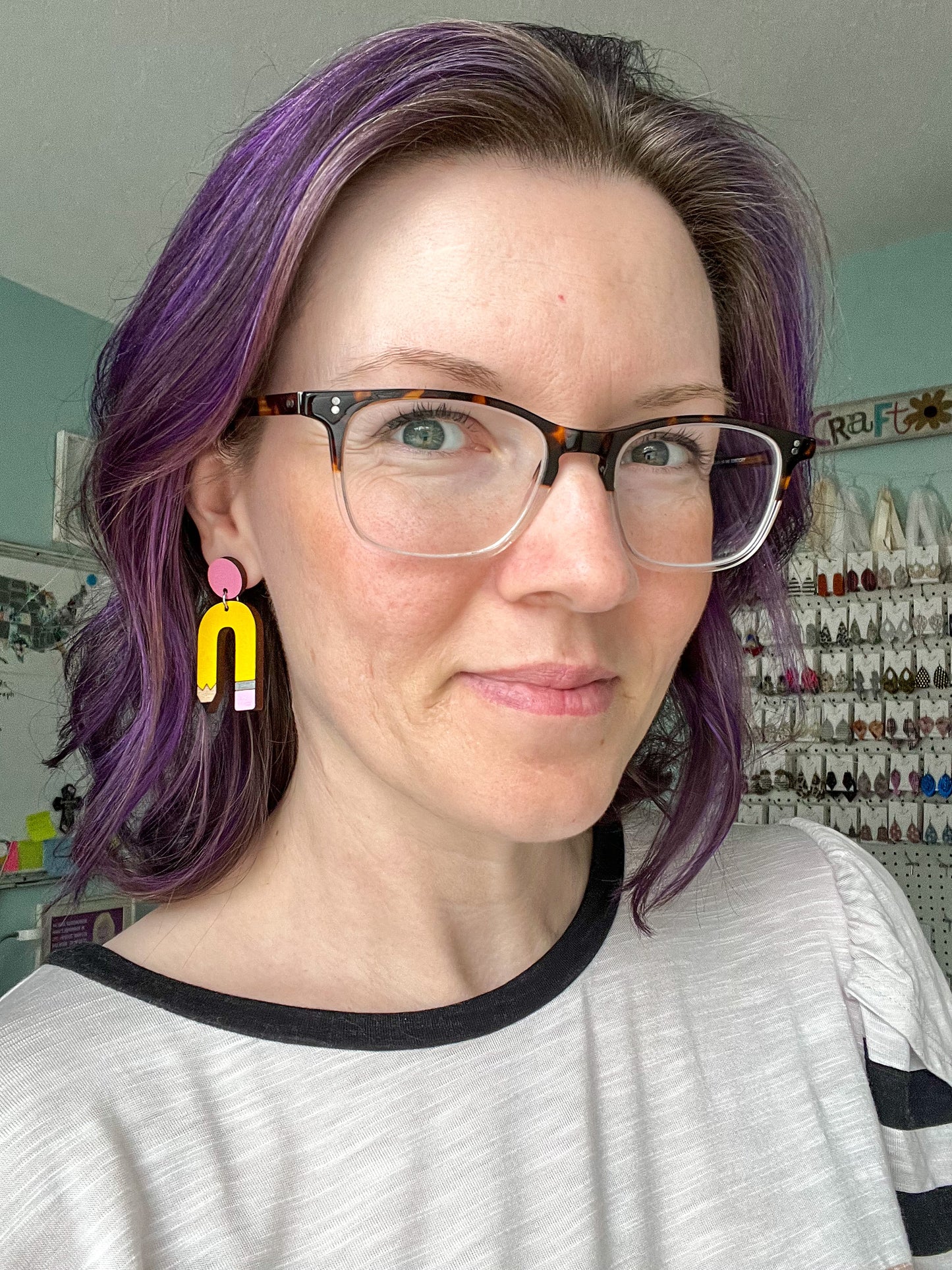 Pencil Arch Hand Painted Wood Earrings: Choose From 2 Designs