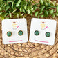 Leopard & Green Glass Studs 12mm: Choose Silver or Gold Settings