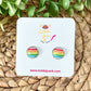 Light Rainbow Striped Resin Studs 12mm: Choose Silver or Gold Settings - LAST CHANCE