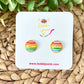 Light Rainbow Striped Resin Studs 12mm: Choose Silver or Gold Settings