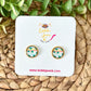 Pastel Striped Clover Glass Studs 12mm: Choose Silver or Gold Settings
